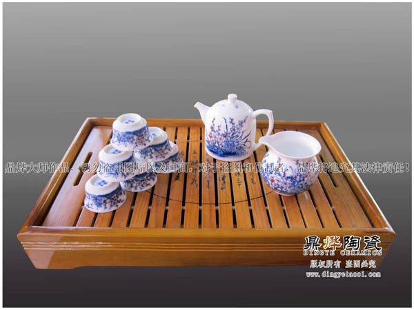供应高档茶具套装 青花手绘茶具 功夫茶具 精品茶具